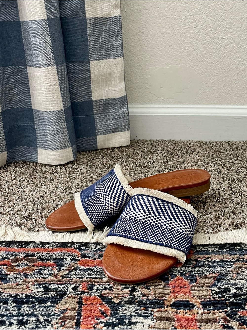 Universal Thread Fringed Navy Woven Sandals